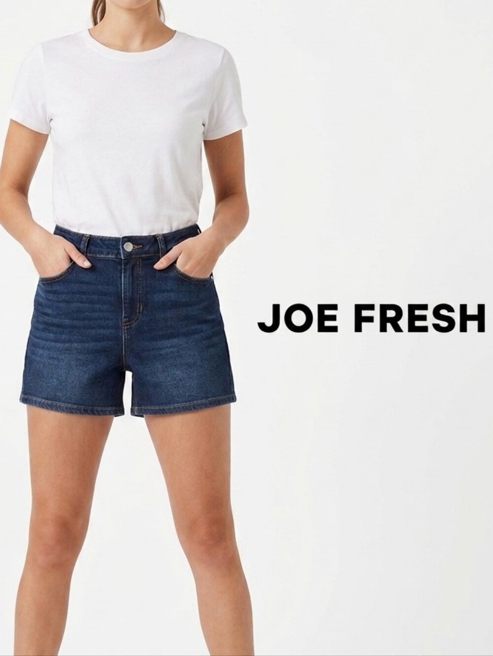 Dark Blue Denim Shorts With Side Slit